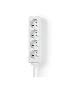 Stekkerdoos 4-voudig (penaarde) wit met 1,5 meter kabel