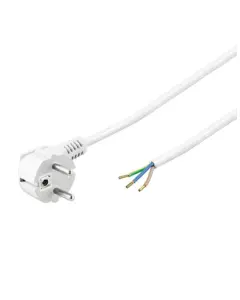 Stroomkabel H05VV-F 3G 1,5mm&sup2; haakse stekker 1.5 meter Wit