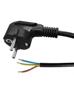 Stroomkabel H05VV-F 3G 1,5mm&sup2; haakse stekker 1.5 meter Zwart
