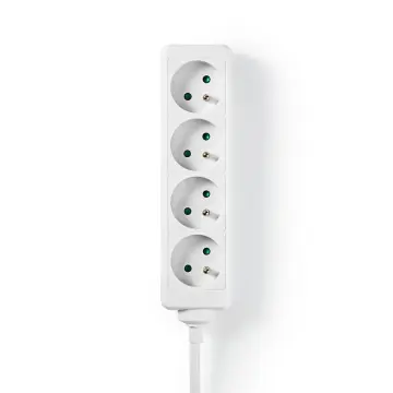 Stekkerdoos 4-voudig (penaarde) wit met 1,5 meter kabel