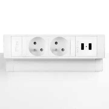 Desktop exit wit 2x stopcontact en 2x usb lader