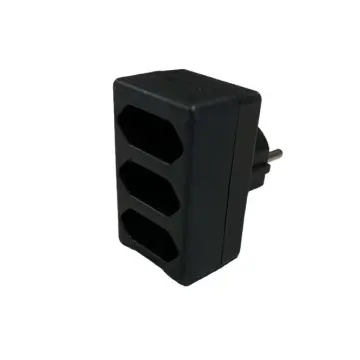 Stopcontact splitter 3-voudig euro, zwart