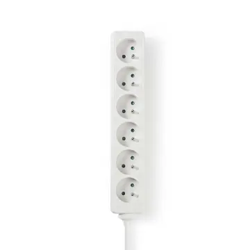 Nedis stekkerdoos 6-voudig (penaarde) wit met 1,5 meter kabel