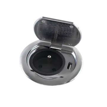 Inbouw stopcontact met deksel en usb lader ST08 rvs penaarde