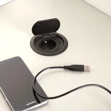 Inbouw stopcontact met deksel en usb-c lader ST08 zwart