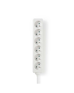 Nedis stekkerdoos 6-voudig (penaarde) wit met 1,5 meter kabel