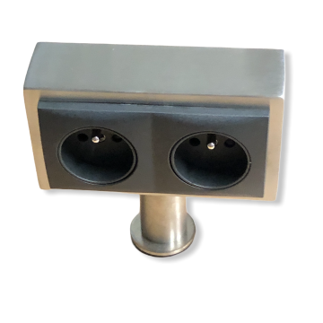 Dubbel stopcontact Thebo RVS horizontaal penaarde