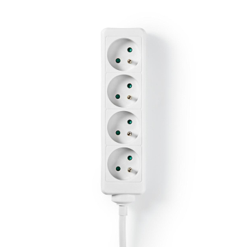 Stekkerdoos 4-voudig (penaarde) wit met 1,5 meter kabel
