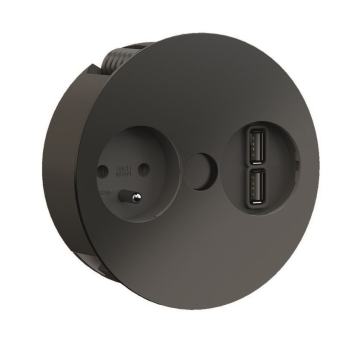 Bachmann Twist mat zwart met 2 usb laders (CEE 7/5 penaarde)