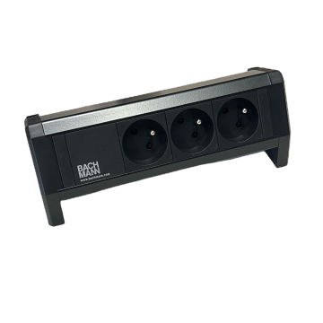 Desk 1 stekkerdoos zwart 3 stopcontacten