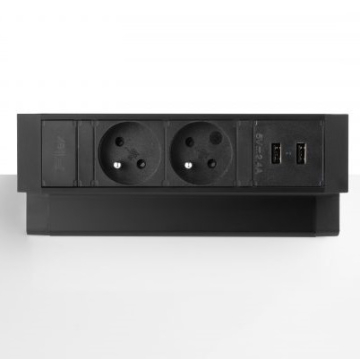Desktop exit zwart 2x UTE stopcontact 2x usb lader