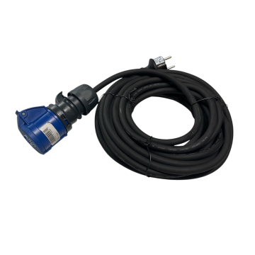 Verloopkabel 10 meter CEE naar schuko stekker.