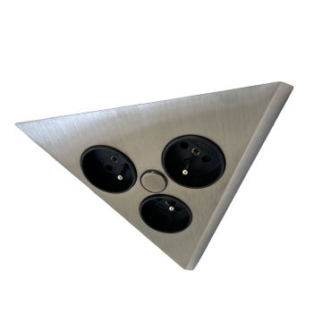 Hoek stopcontact inox Thebo driehoek 3-voudig