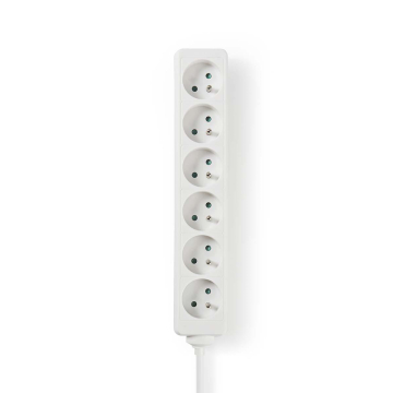 Nedis stekkerdoos 6-voudig (penaarde) wit met 1,5 meter kabel