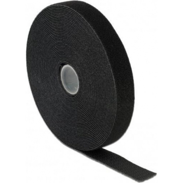Klittenband op rol 25 meter, kleur zwart 20mm