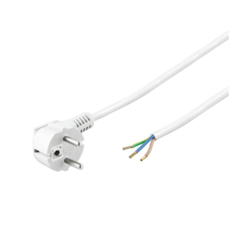 Stroomkabel H05VV-F 3G 1,5mm² haakse stekker 3 meter wit