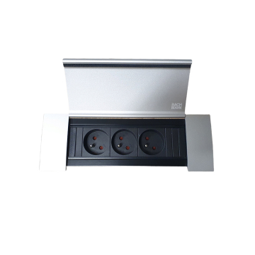 Power frame cover 3x230v inbouw stopcontact penaarde zilvergrijs