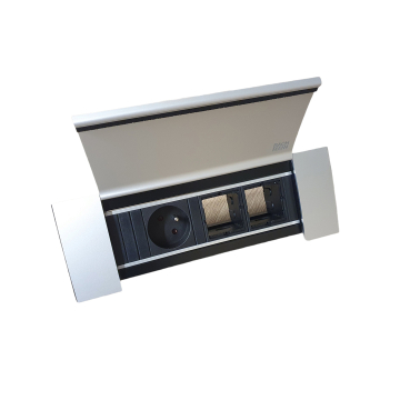 Bachmann PowerFrame 1x stopcontact penaarde met cover en 2x zelf in te delen zilvergrijs