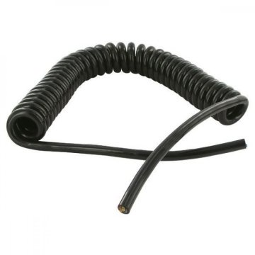 Spiraalkabel zwart PVC 100-400cm 2-zijden gestript 1,5mm2