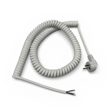Spiraalkabel wit PVC 100-400cm stripped