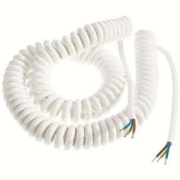 Spiraalkabel wit PVC 50-200cm 2-zijden gestript 1,5mm2