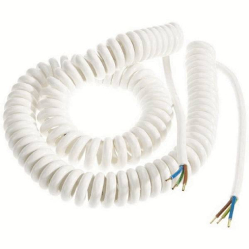 Spiraalkabel wit PVC 100-400cm 2-zijden gestript 1,5mm2