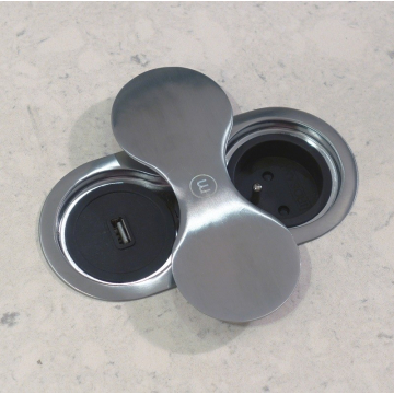 Inbouw stopcontact ST09 rvs USB (CEE 7/5 penaarde)