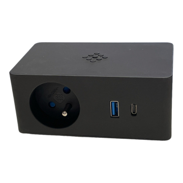 Versa Q 1x stopcontact Qi+USB A+C lader, bladklem, zwart BE/FR