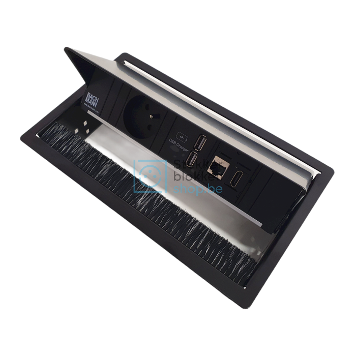 Bachmann coni inbouw stekkerdoos met 1x penaarde stopcontact , dubbele usb lader, 1x hdmi en 1x cat6 internet aansluiting.