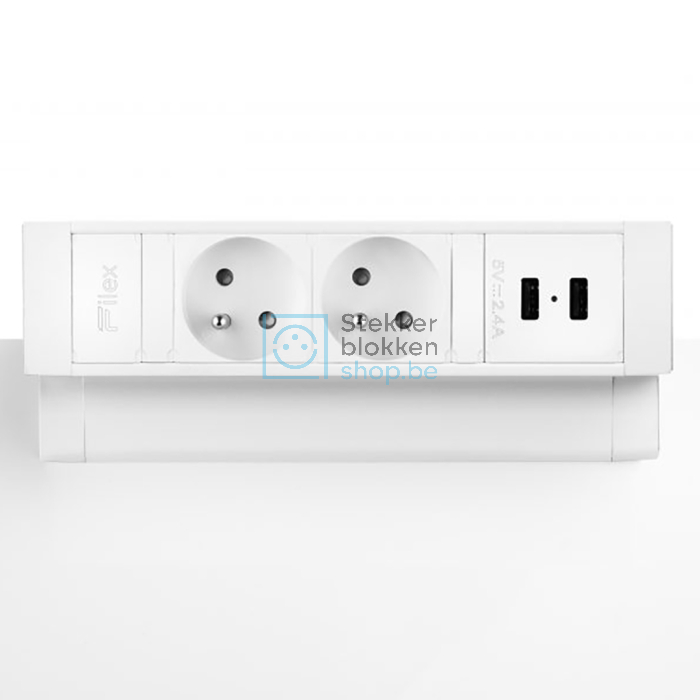 Desktop exit wit 2x stopcontact en 2x usb lader