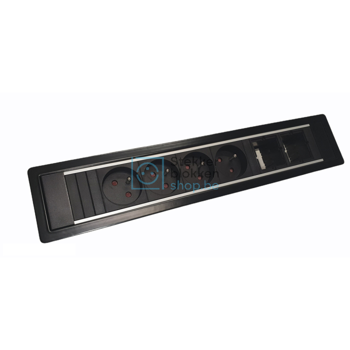 Power frame 6-vaks met 4xstopcontact en 2xcustom module