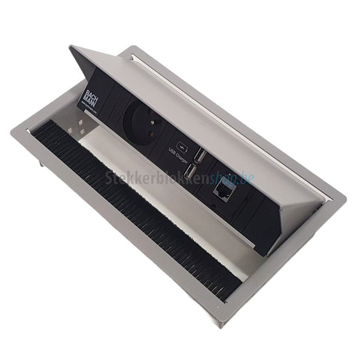 Bachmann coni inbouw stekkerdoos 1x stopcontact, 2x usb lader, 1x cat6 internet aansluiting