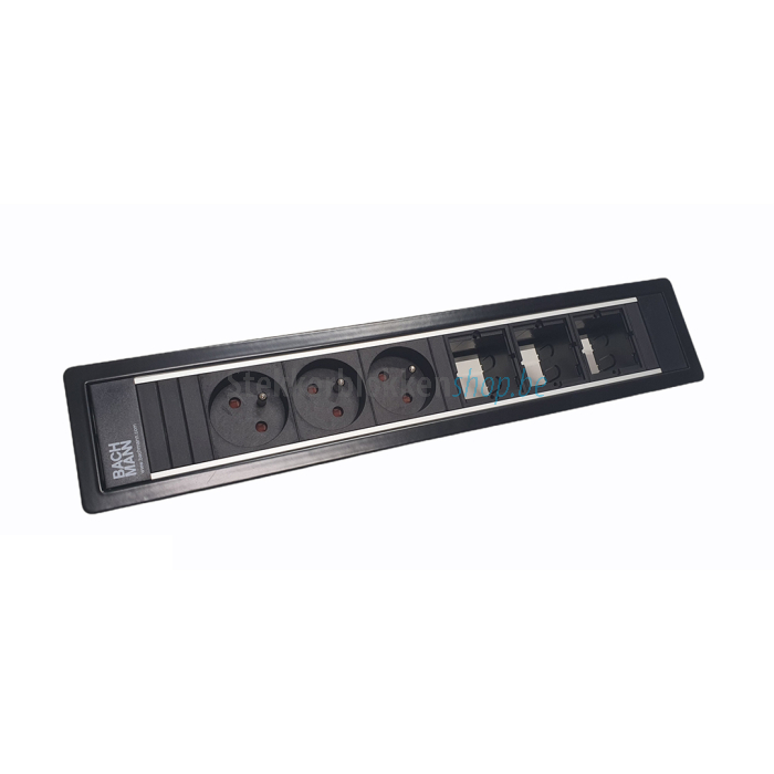 Power frame 6-vaks met 3xstopcontact en 3xcustom module (diverse kleuren)