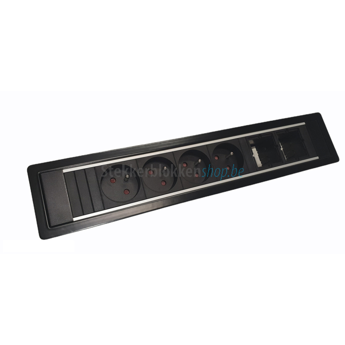Power frame 6-vaks met 4xstopcontact en 2xcustom module