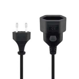 Euroverlengsnoer zwart 2 meter